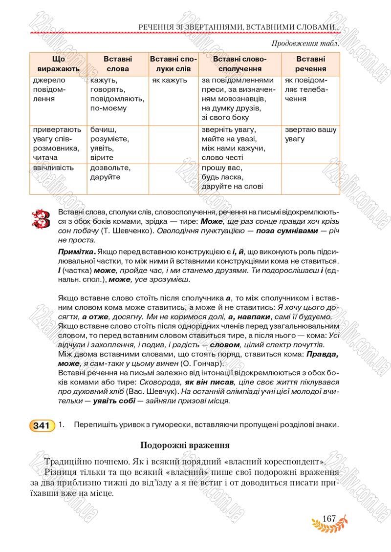 Сторінка 167 - Підручник Українська мова 8 клас С.Я. Єрмоленко, В.Т. Сичова, М.Г. Жук 2016