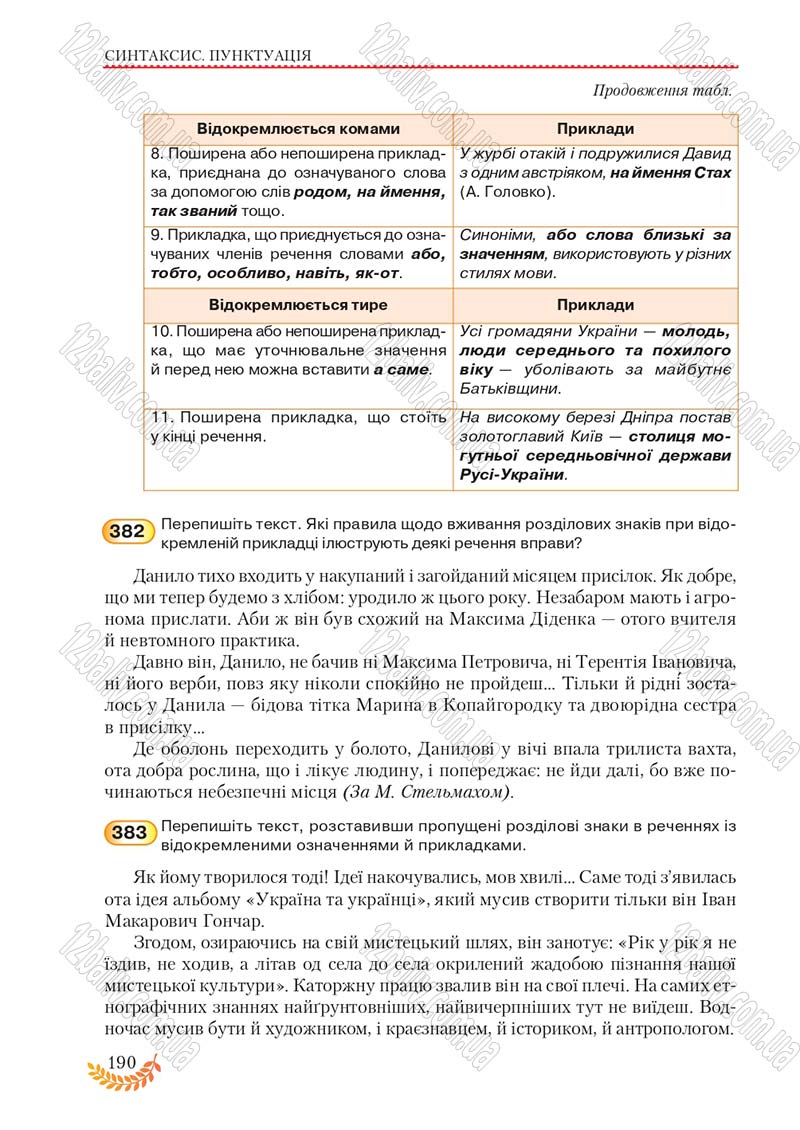 Сторінка 190 - Підручник Українська мова 8 клас С.Я. Єрмоленко, В.Т. Сичова, М.Г. Жук 2016