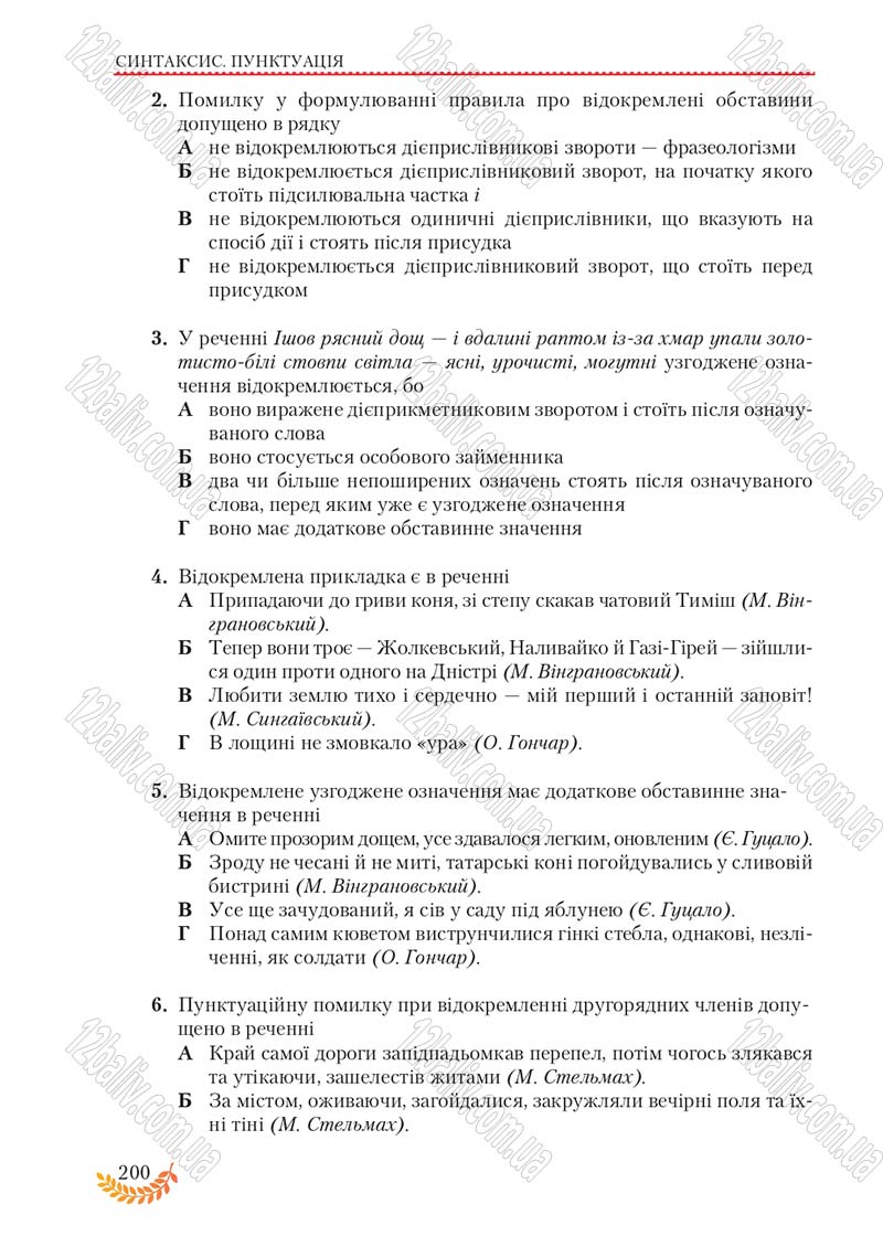 Сторінка 200 - Підручник Українська мова 8 клас С.Я. Єрмоленко, В.Т. Сичова, М.Г. Жук 2016