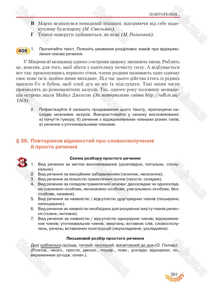 Сторінка 201 - Підручник Українська мова 8 клас С.Я. Єрмоленко, В.Т. Сичова, М.Г. Жук 2016