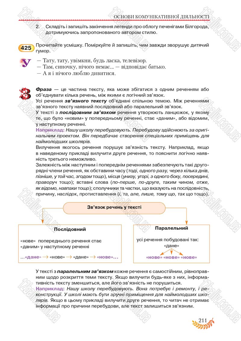 Сторінка 211 - Підручник Українська мова 8 клас С.Я. Єрмоленко, В.Т. Сичова, М.Г. Жук 2016