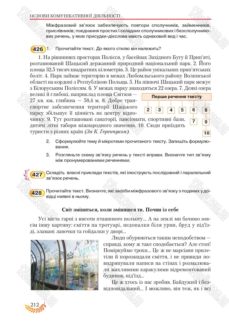 Сторінка 212 - Підручник Українська мова 8 клас С.Я. Єрмоленко, В.Т. Сичова, М.Г. Жук 2016
