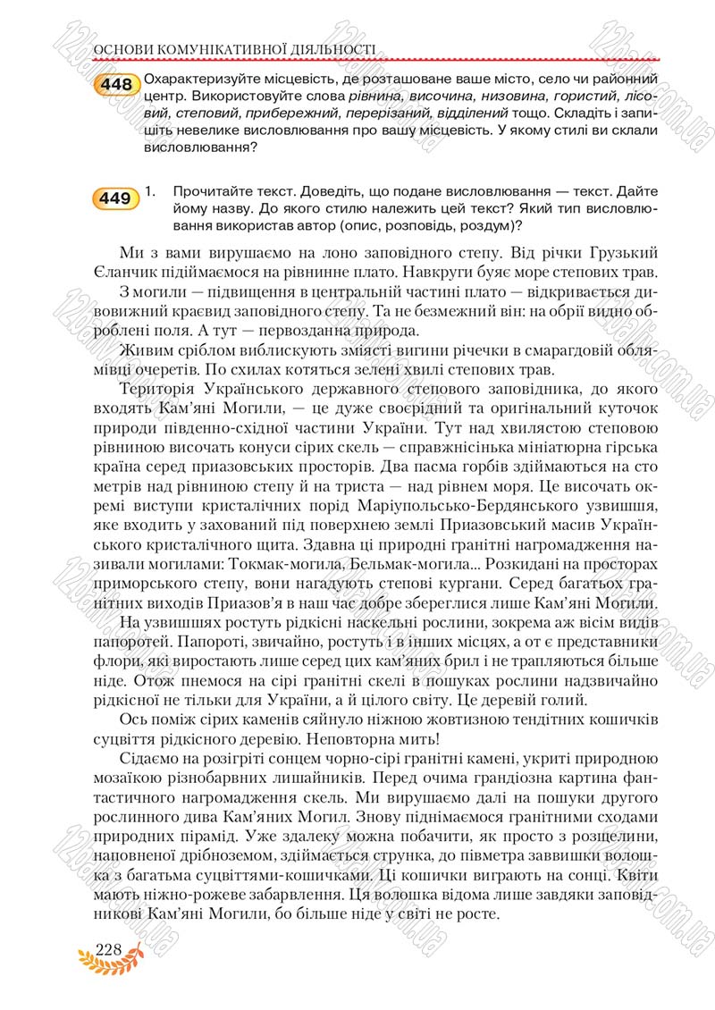 Сторінка 228 - Підручник Українська мова 8 клас С.Я. Єрмоленко, В.Т. Сичова, М.Г. Жук 2016