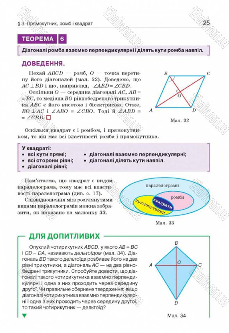 Сторінка 25 - Підручник Геометрія 8 клас Г.П. Бевз, В.Г. Бевз, Н.Г. Владімірова 2016