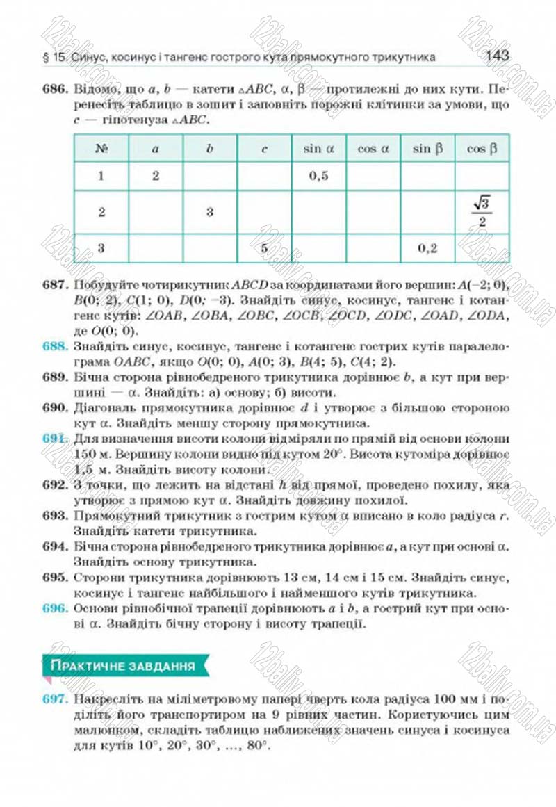 Сторінка 143 - Підручник Геометрія 8 клас Г.П. Бевз, В.Г. Бевз, Н.Г. Владімірова 2016