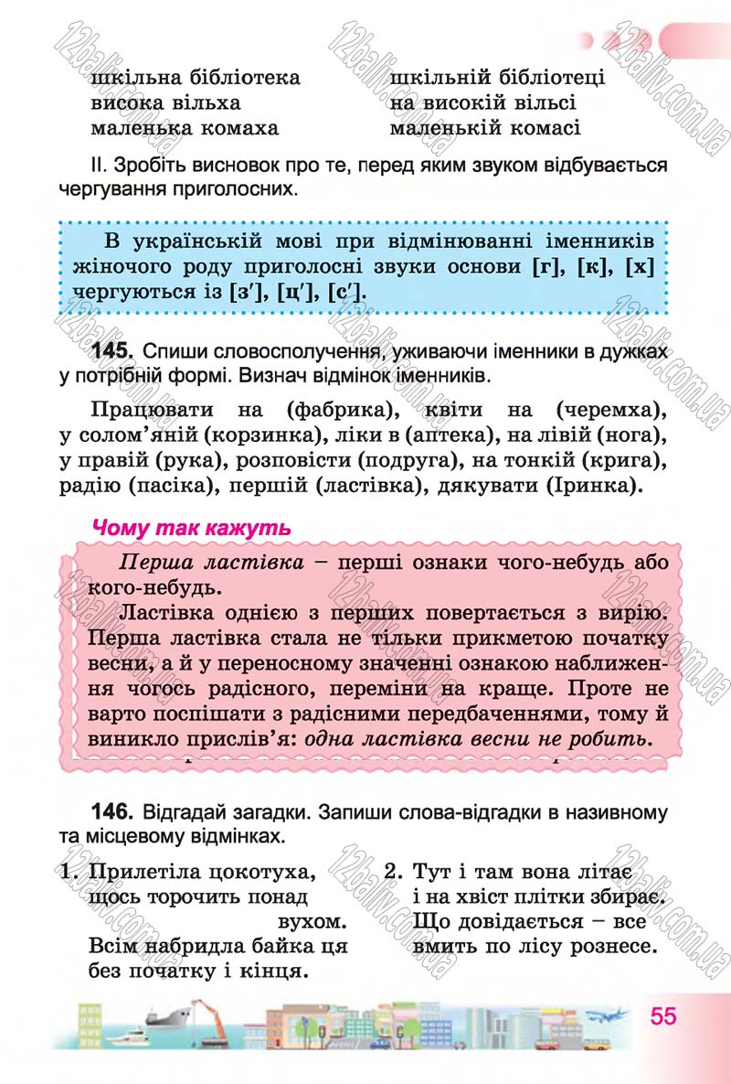Сторінка 55 - Підручник Українська мова 4 клас Н.В. Гавриш, Т.С. Маркотенко 2015