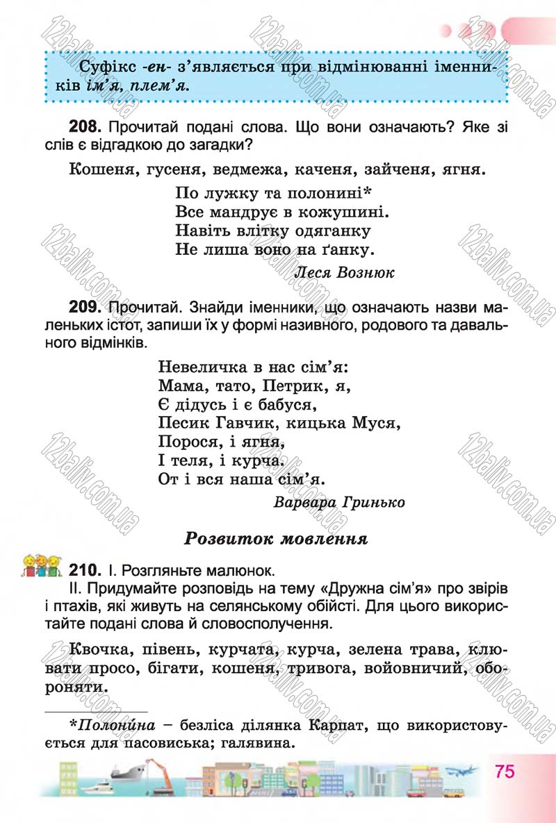 Сторінка 75 - Підручник Українська мова 4 клас Н.В. Гавриш, Т.С. Маркотенко 2015