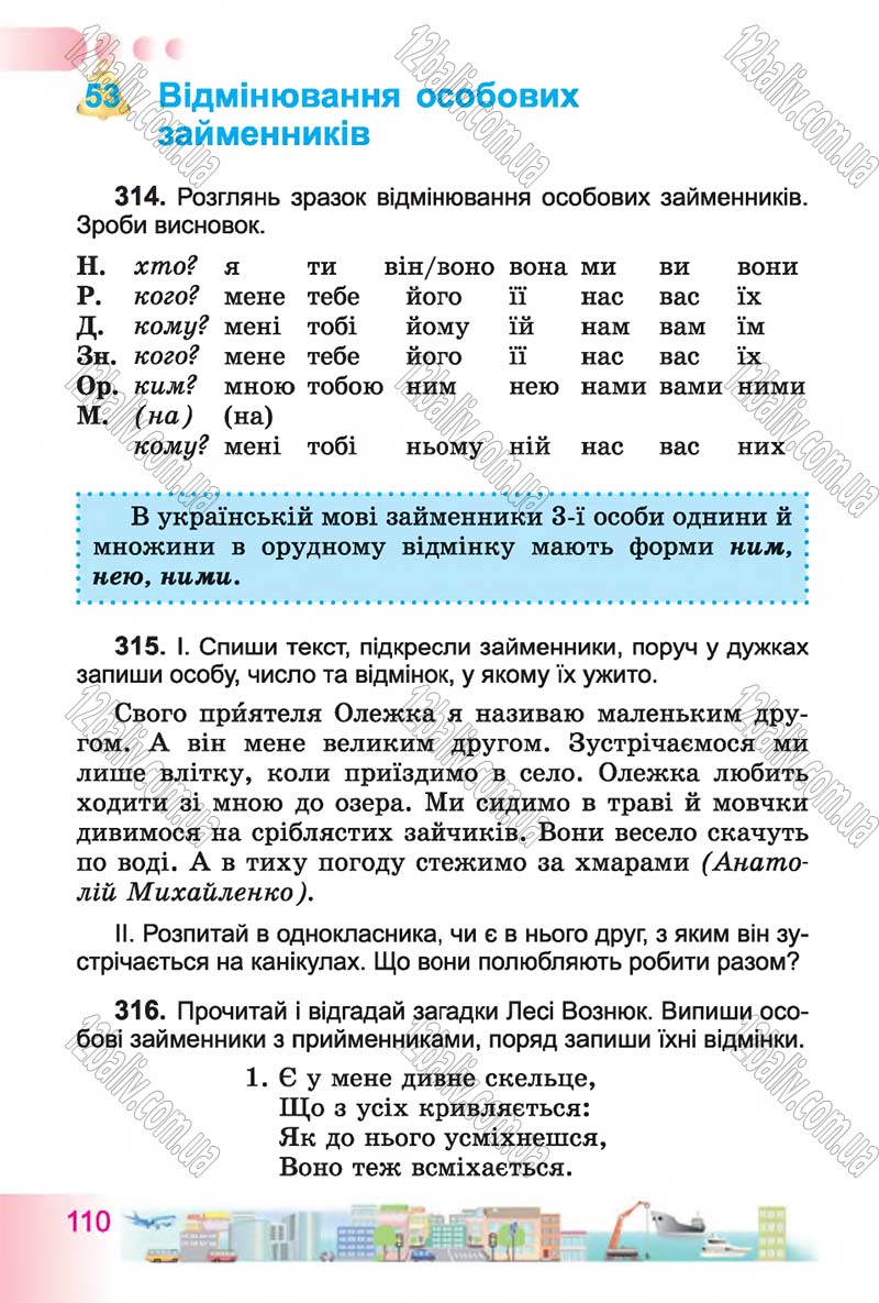 Сторінка 110 - Підручник Українська мова 4 клас Н.В. Гавриш, Т.С. Маркотенко 2015