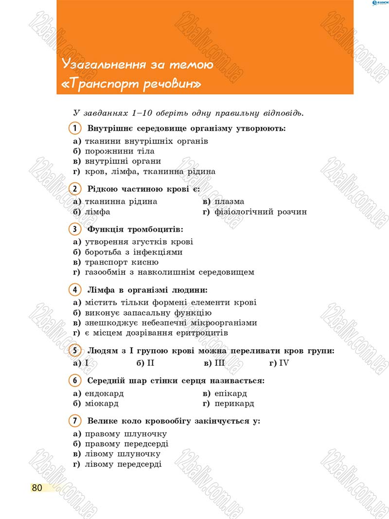 Сторінка 80 - Підручник Біологія 8 клас К.М. Задорожний 2016