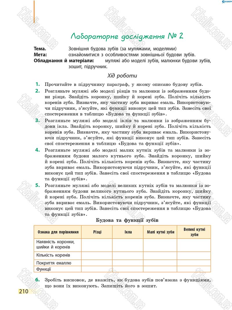 Сторінка 210 - Підручник Біологія 8 клас К.М. Задорожний 2016