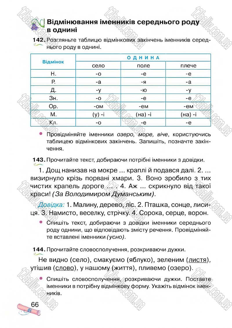 Сторінка 66 - Підручник Українська мова 4 клас М.Д. Захарійчук, А.І. Мовчун 2015