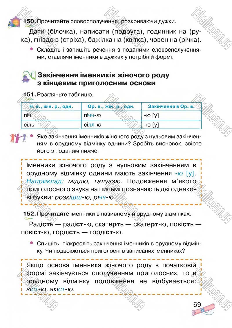 Сторінка 69 - Підручник Українська мова 4 клас М.Д. Захарійчук, А.І. Мовчун 2015