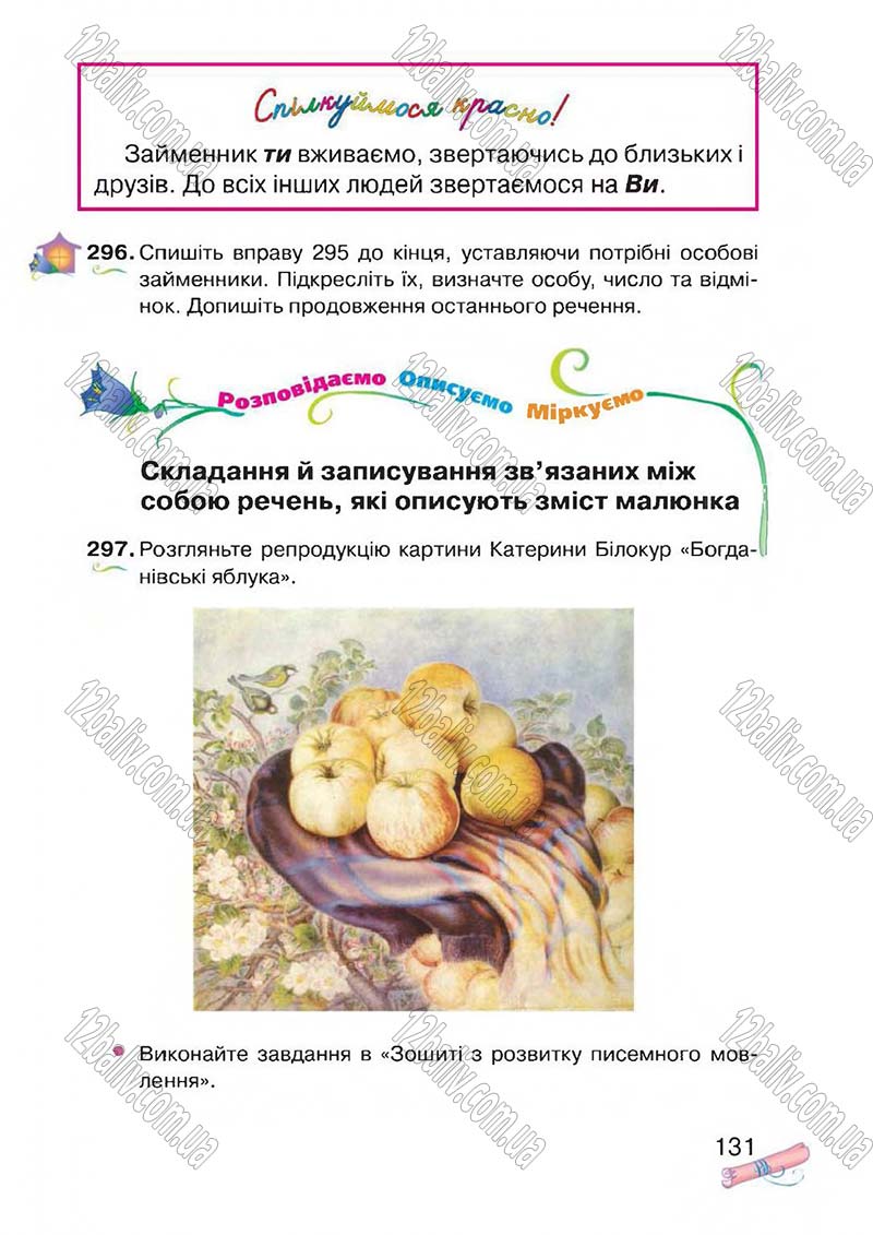 Сторінка 131 - Підручник Українська мова 4 клас М.Д. Захарійчук, А.І. Мовчун 2015
