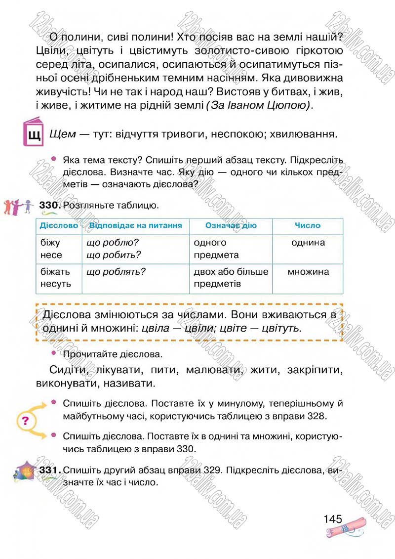 Сторінка 145 - Підручник Українська мова 4 клас М.Д. Захарійчук, А.І. Мовчун 2015