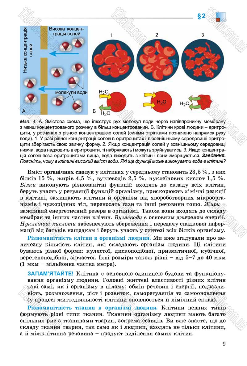 Сторінка 9 - Підручник Біологія 8 клас Н.Ю. Матяш 2016