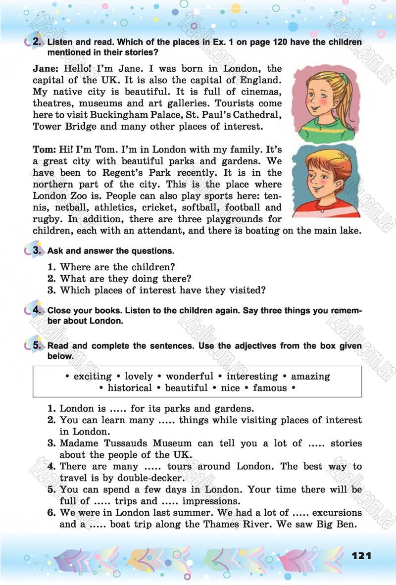 Сторінка 121 - Скачати підручник 6 клас Англійська мова Несвіт 2014 рік