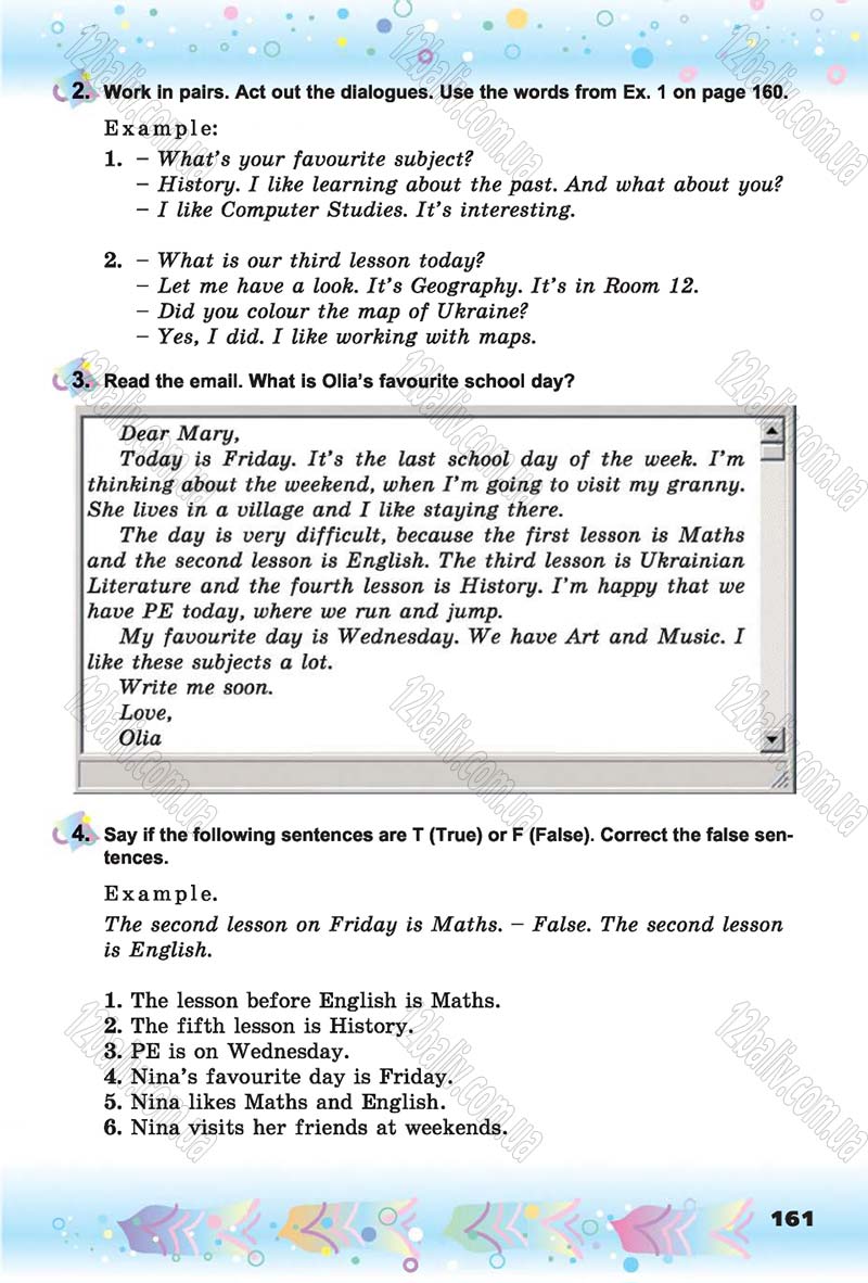 Сторінка 161 - Скачати підручник 6 клас Англійська мова Несвіт 2014 рік
