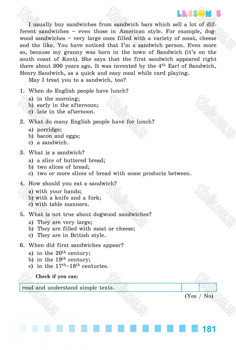 Сторінка 181 - Скачати підручник 6 клас Англійська мова Калініна 2014 рік