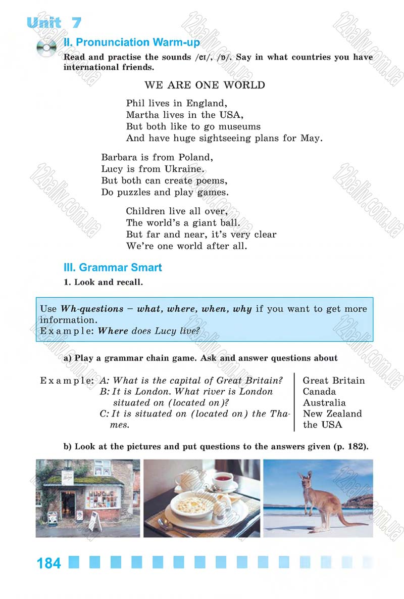Сторінка 184 - Скачати підручник 6 клас Англійська мова Калініна 2014 рік