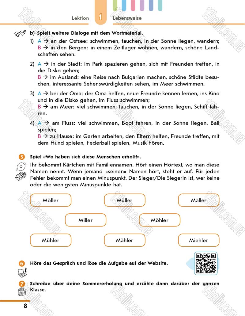 Сторінка 8 - Підручник 10 клас Німецька мова Сотникова 2018 рік (6-й рік навчання)