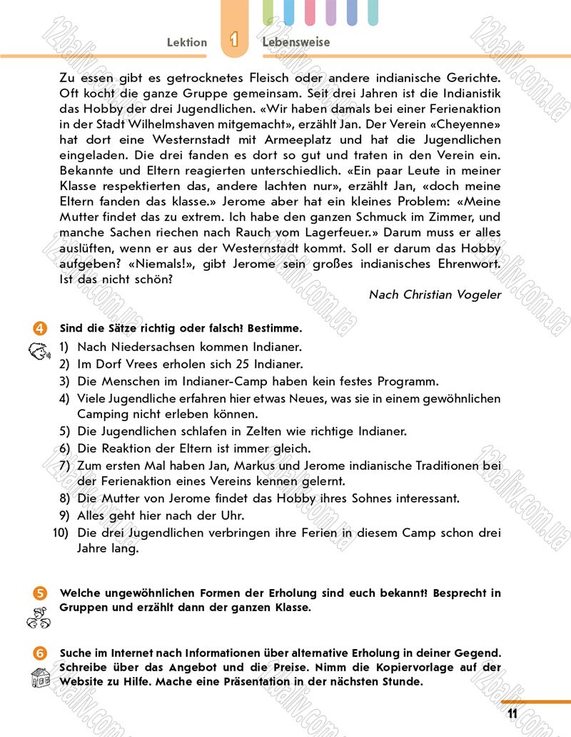 Сторінка 11 - Підручник 10 клас Німецька мова Сотникова 2018 рік (6-й рік навчання)