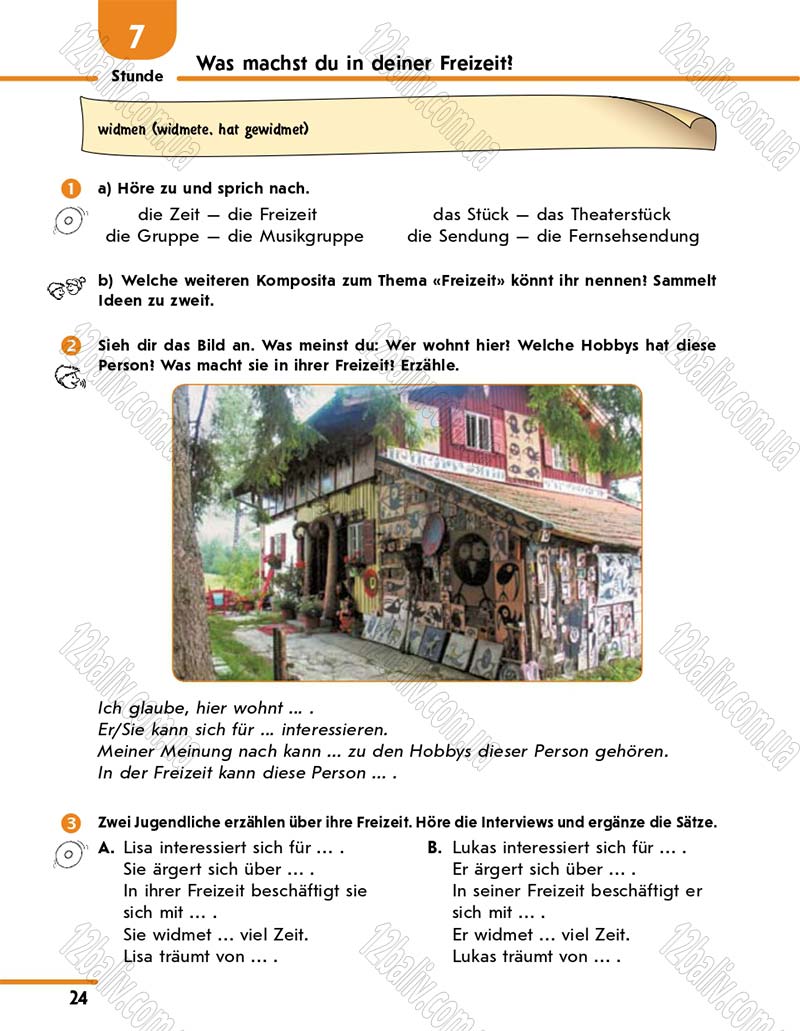 Сторінка 24 - Підручник 10 клас Німецька мова Сотникова 2018 рік (6-й рік навчання)