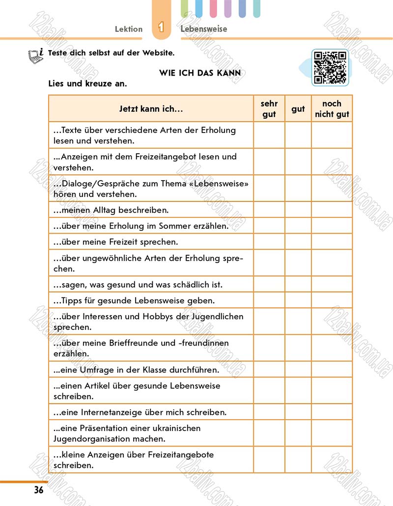 Сторінка 36 - Підручник 10 клас Німецька мова Сотникова 2018 рік (6-й рік навчання)