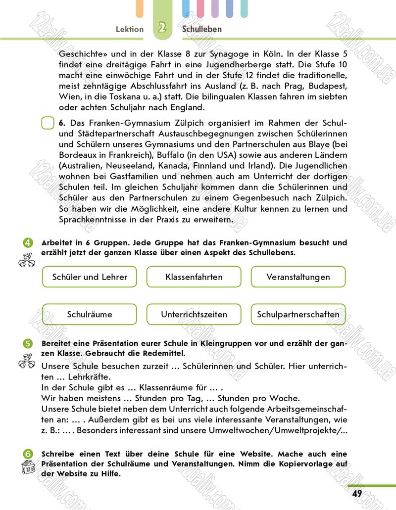 Сторінка 49 - Підручник 10 клас Німецька мова Сотникова 2018 рік (6-й рік навчання)