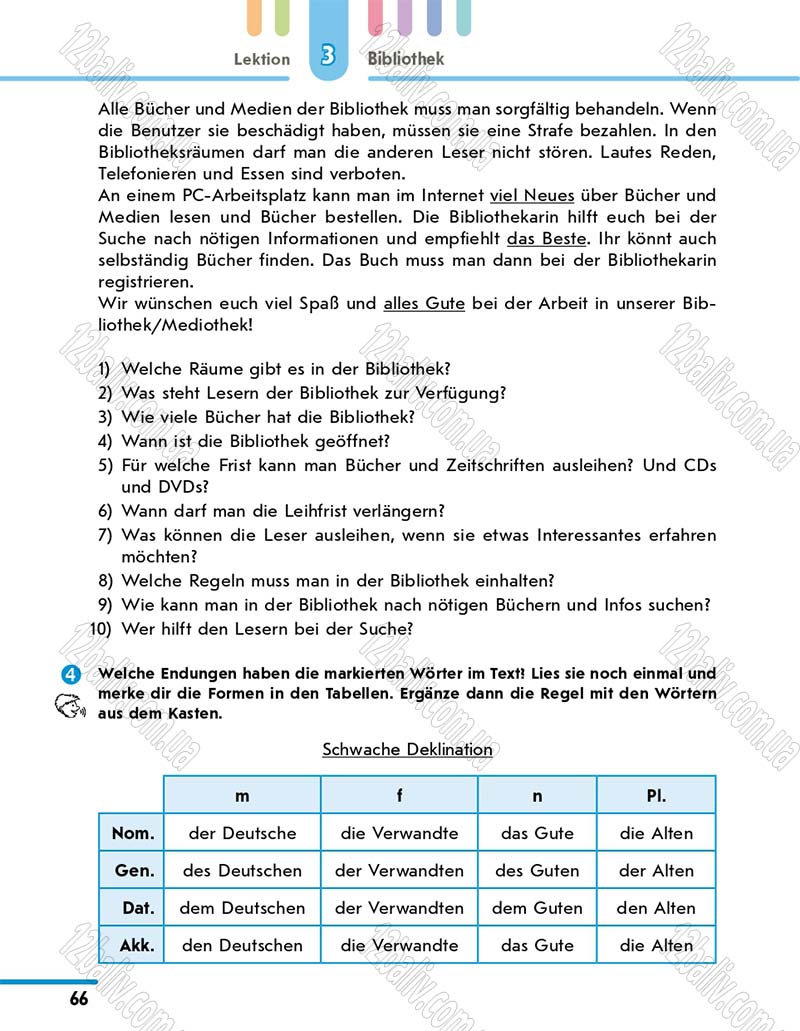 Сторінка 66 - Підручник 10 клас Німецька мова Сотникова 2018 рік (6-й рік навчання)