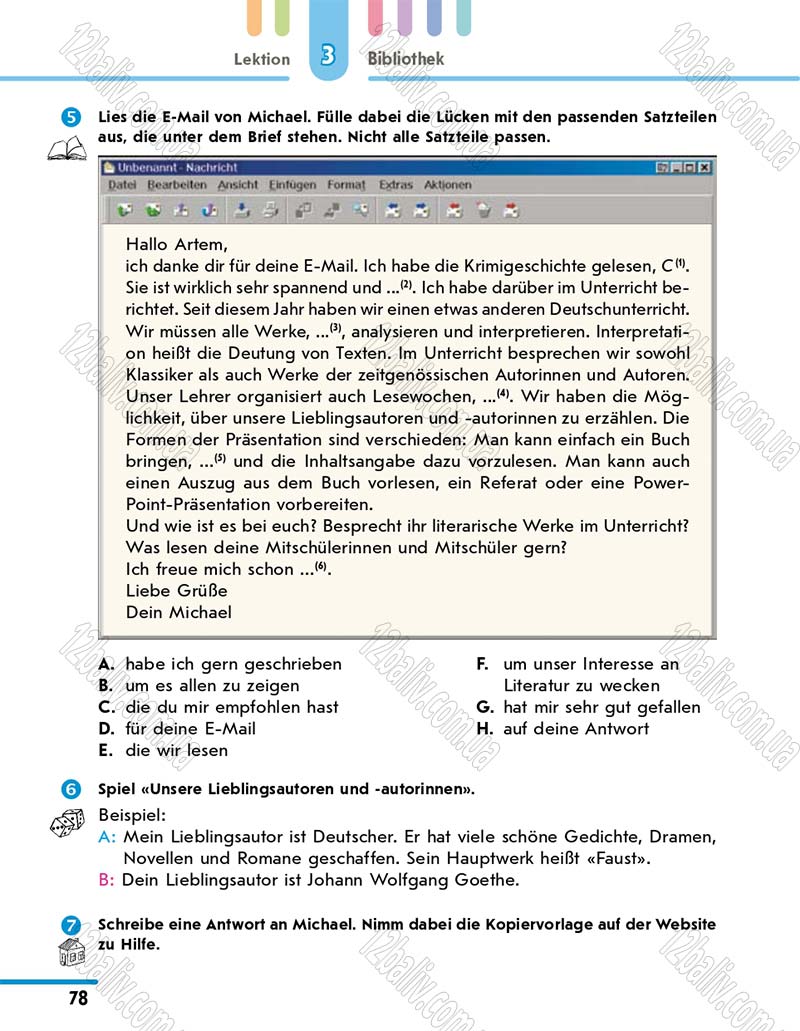 Сторінка 78 - Підручник 10 клас Німецька мова Сотникова 2018 рік (6-й рік навчання)