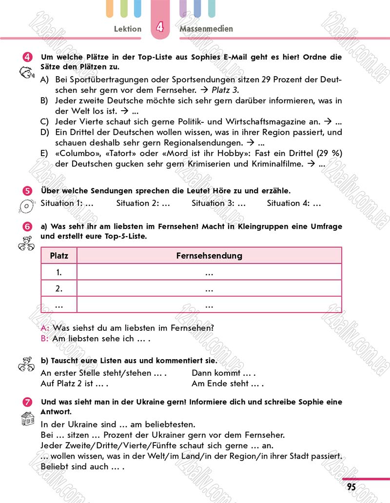 Сторінка 95 - Підручник 10 клас Німецька мова Сотникова 2018 рік (6-й рік навчання)