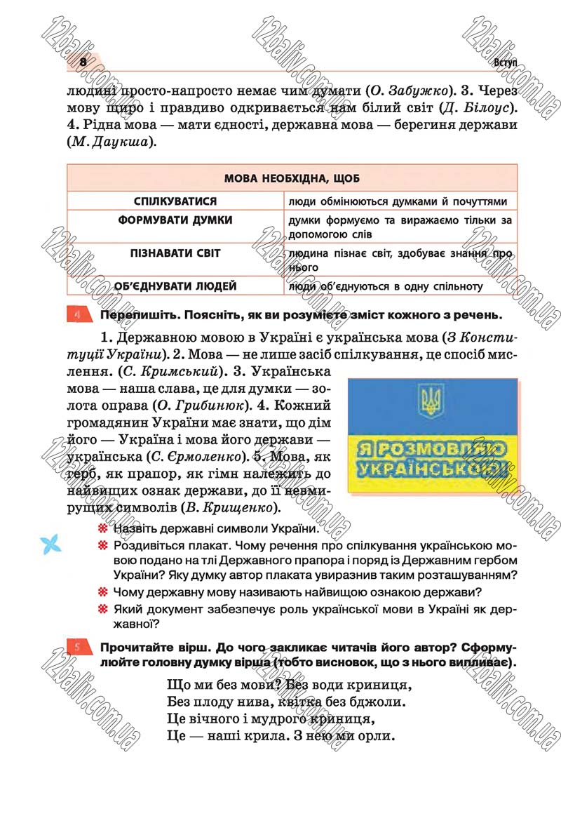 Сторінка 8 - Скачати підручник 5 клас Українська мова Глазова 2018 рік (НОВА ПРОГРАМА)
