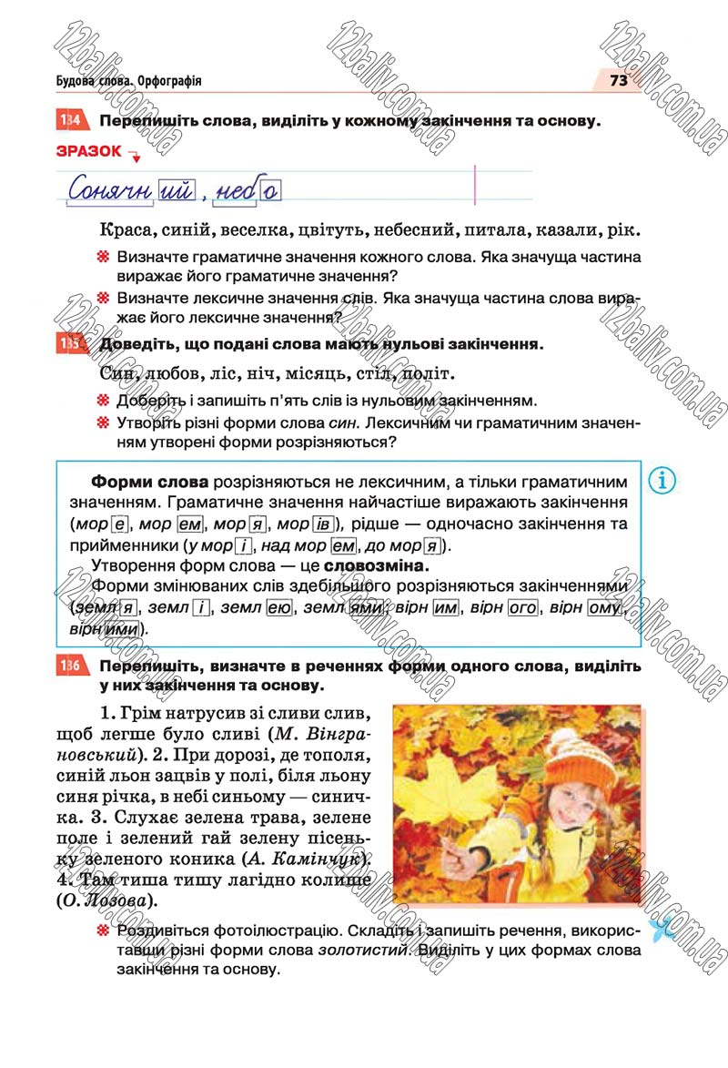 Сторінка 73 - Скачати підручник 5 клас Українська мова Глазова 2018 рік (НОВА ПРОГРАМА)