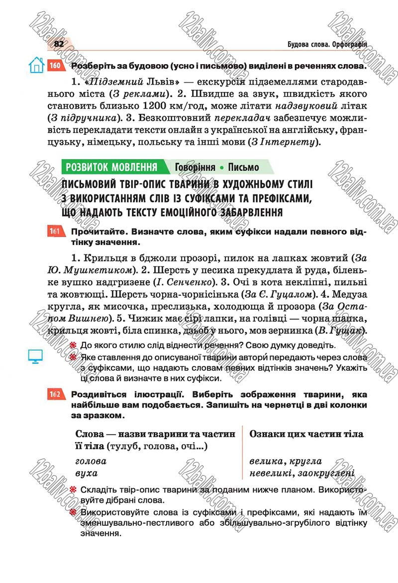 Сторінка 82 - Скачати підручник 5 клас Українська мова Глазова 2018 рік (НОВА ПРОГРАМА)