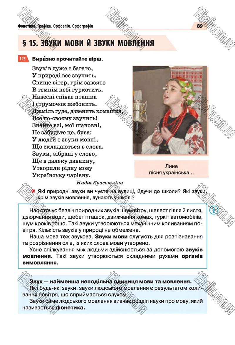 Сторінка 89 - Скачати підручник 5 клас Українська мова Глазова 2018 рік (НОВА ПРОГРАМА)