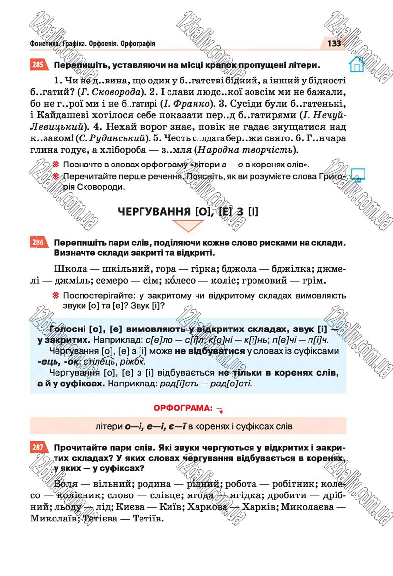 Сторінка 133 - Скачати підручник 5 клас Українська мова Глазова 2018 рік (НОВА ПРОГРАМА)
