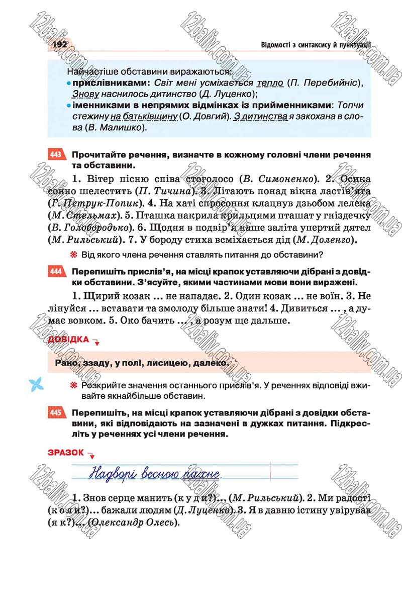 Сторінка 192 - Скачати підручник 5 клас Українська мова Глазова 2018 рік (НОВА ПРОГРАМА)