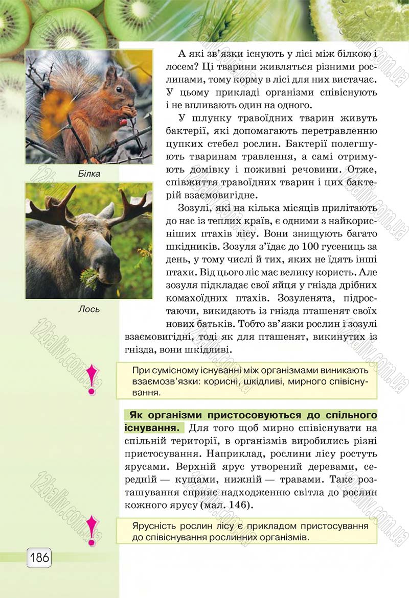 Сторінка 186 - Підручник 5 клас Природознавство Ярошенко 2018
