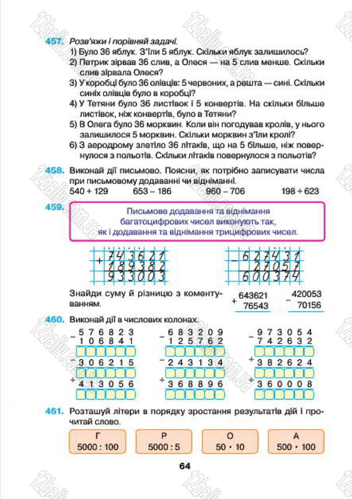 Сторінка 64 - Підручник (учебник) Математика 4 клас Н.О. Будна, М.В. Беденко 2015 - скачати