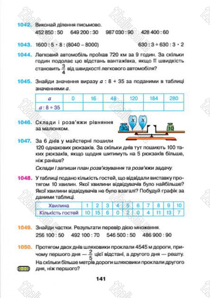 Сторінка 141 - Підручник (учебник) Математика 4 клас Н.О. Будна, М.В. Беденко 2015 - скачати