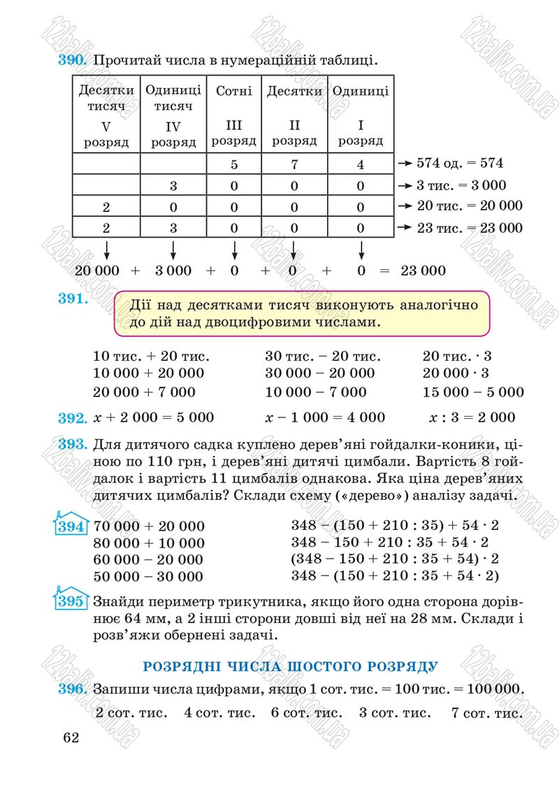 Сторінка 62 - Підручник Математика 4 клас А.М. Заїка, С.С. Тарнавська 2015 - скачати