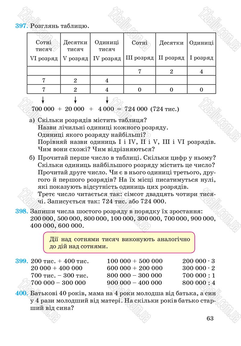 Сторінка 63 - Підручник Математика 4 клас А.М. Заїка, С.С. Тарнавська 2015 - скачати