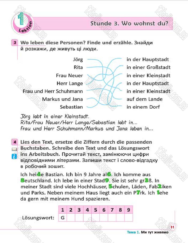 Сторінка 11 - Підручник Німецька мова 4 клас С.І. Сотникова, Г.В. Гоголєва 2015