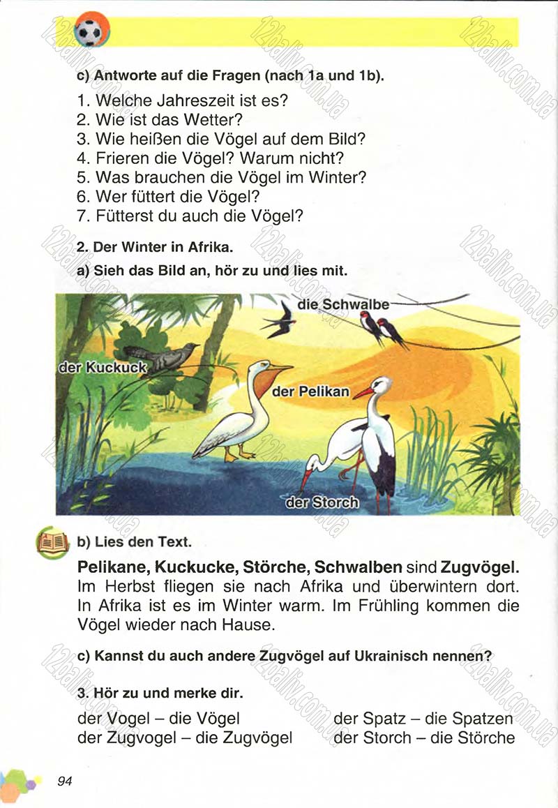 Сторінка 94 - Підручник Німецька мова 4 клас Л.В. Горбач, Л.П. Савченко 2015