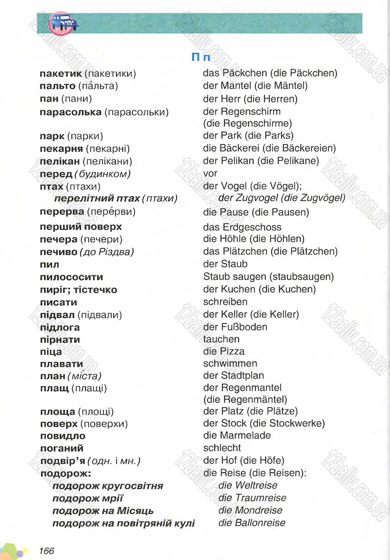 Сторінка 166 - Підручник Німецька мова 4 клас Л.В. Горбач, Л.П. Савченко 2015