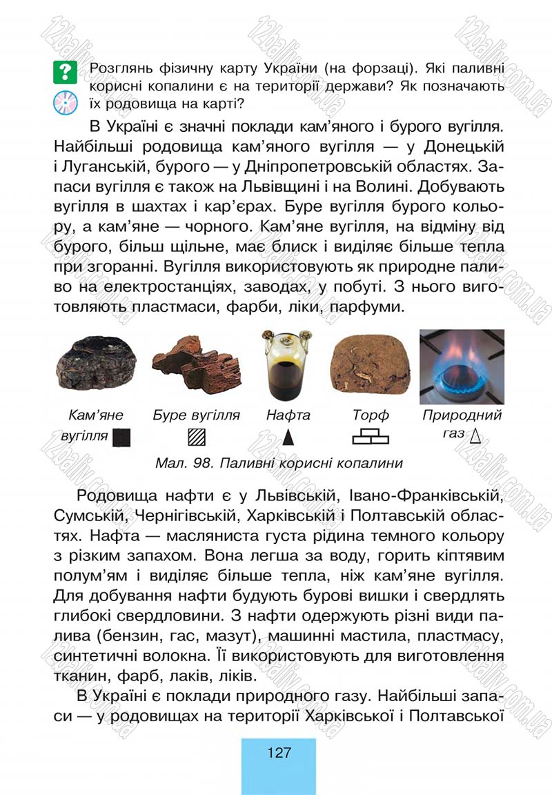 Сторінка 127 - Підручник Природознавство 4 клас Т.В. Гладюк, М.М. Гладюк 2015