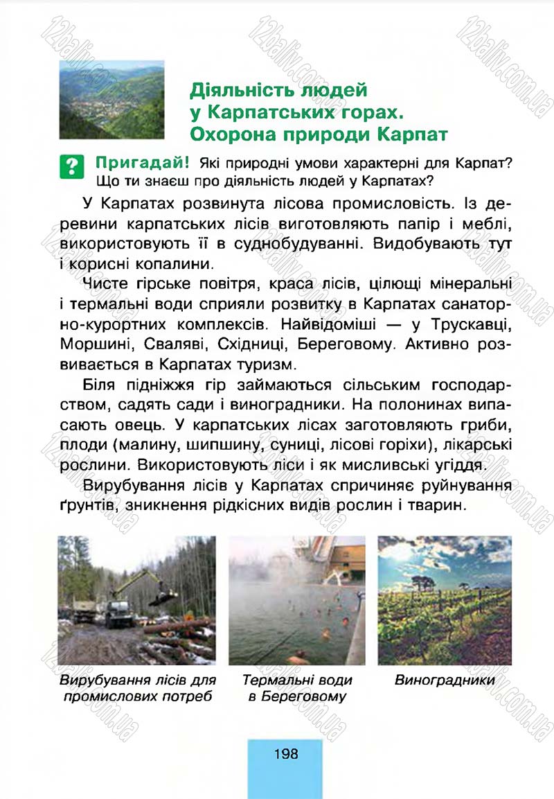 Сторінка 198 - Підручник Природознавство 4 клас Т.В. Гладюк, М.М. Гладюк 2015