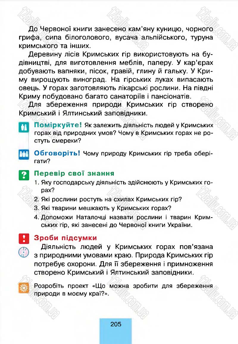 Сторінка 205 - Підручник Природознавство 4 клас Т.В. Гладюк, М.М. Гладюк 2015