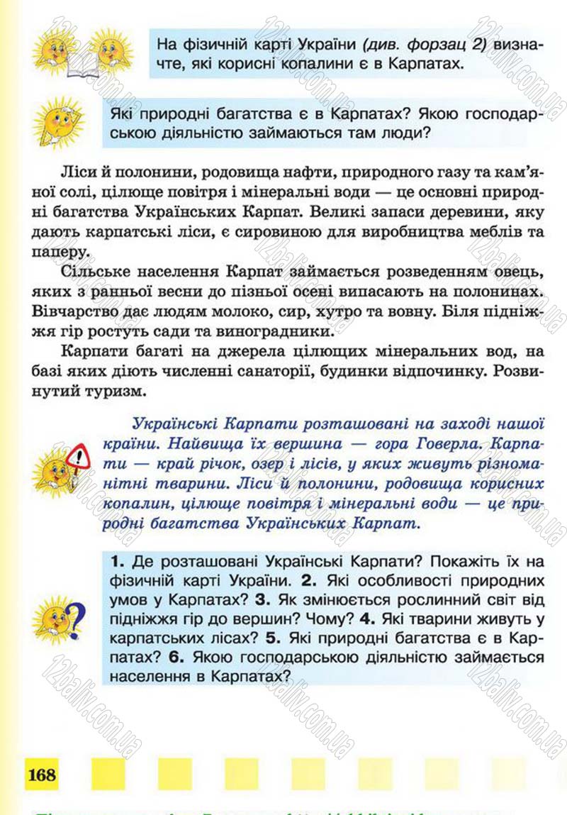 Сторінка 168 - Підручник Природознавство 4 клас І.І. Жаркова, Л.А. Мечник 2015