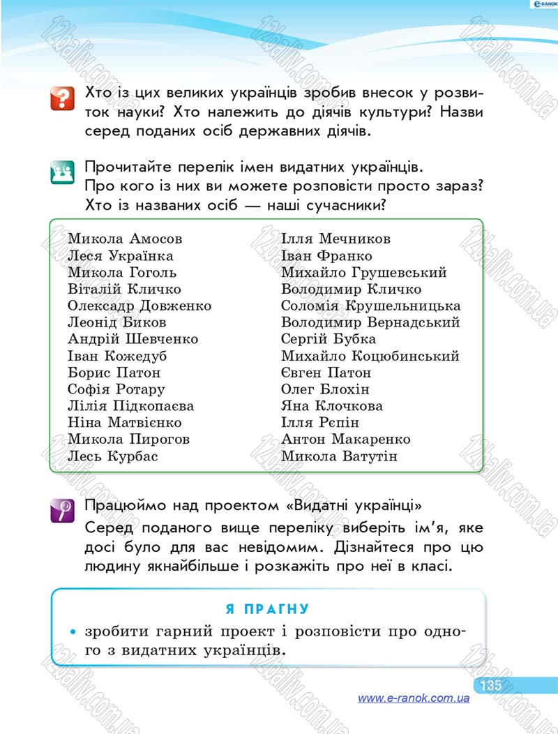 Сторінка 135 - Підручник Я у світі 4 клас О.В. Тагліна, Г.Ж. Іванова 2015